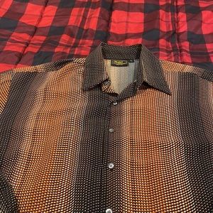 Monzini Made in USA button down polyester shirt size Large